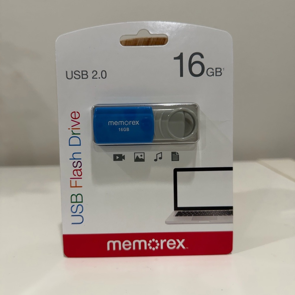 2 Memorex USB 2.0 16GB Flash Drives *BRAND NEW* - Blue and Gray